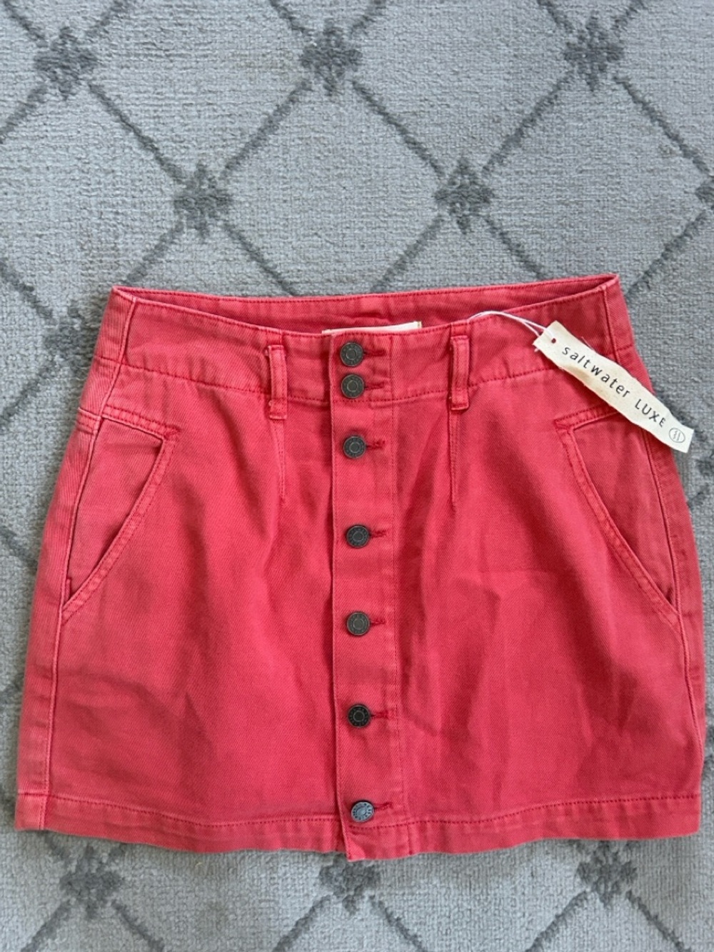 saltwater LUXE Coral Button-Front Mini Skirt